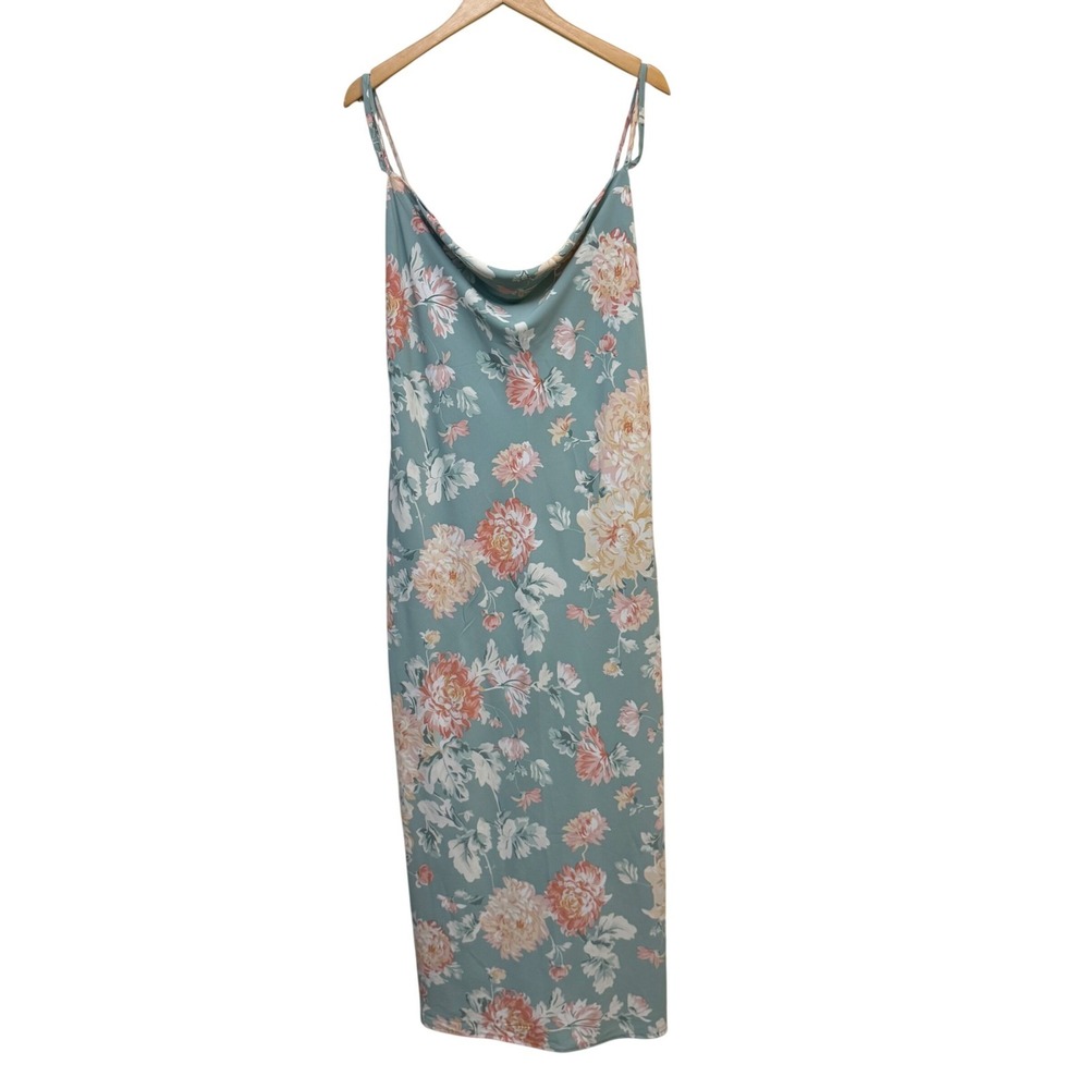 Abercrombie & Fitch XL Cowl Neck Maxi Slip Dress Floral Adjustable Wedding Guest - Picture 4 of 9